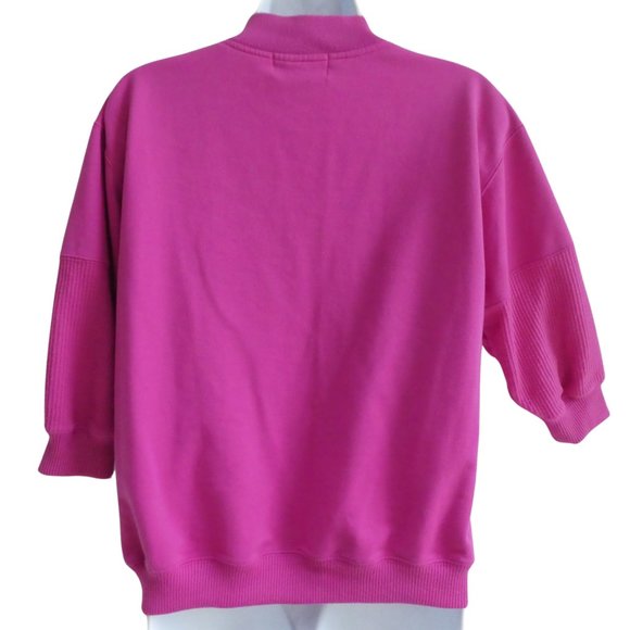 Vintage 70s Mixed Media Sweatshirt Sweater Quarter Zip Butterflies Mock Neck M - Picture 2 of 8